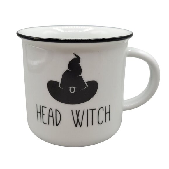 Head Witch Ceramic Mug Halloween Collins Fresh and Original White Black Cup - Picture 1 of 8